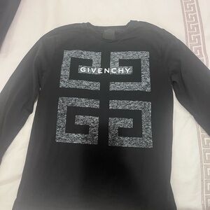Givenchy Black long sleeve tee with gray Graphic Logo for girls or boys size 12